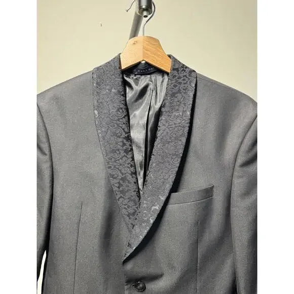 Men's Black Blazer with Shawl Collar - Picture 3 of 5